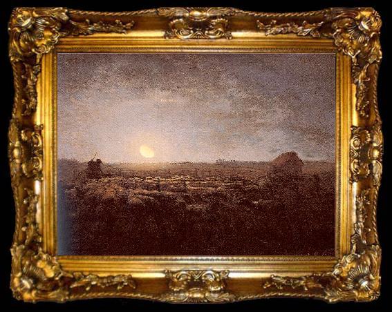 framed  Jean-Franc Millet The Sheep Meadow Moonlight, ta009-2